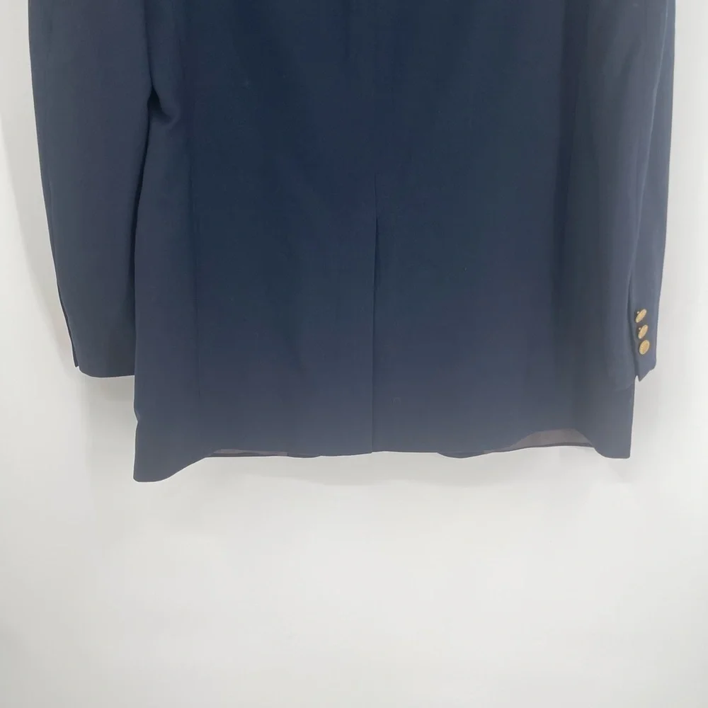 Brooks Brothers 346 Blazer Men Size 43L Navy Blue Worsted Wool Gold Buttons